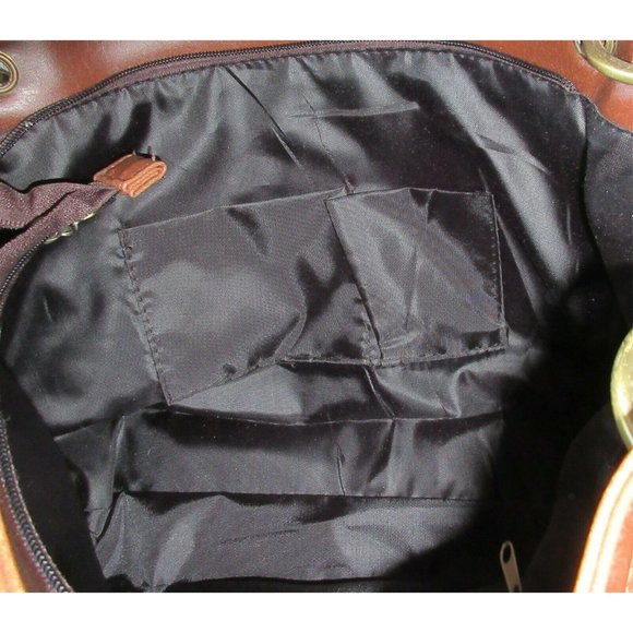 Langshahong Large Zippered Carry-On Bag Tote Brown - Picture 7 of 8